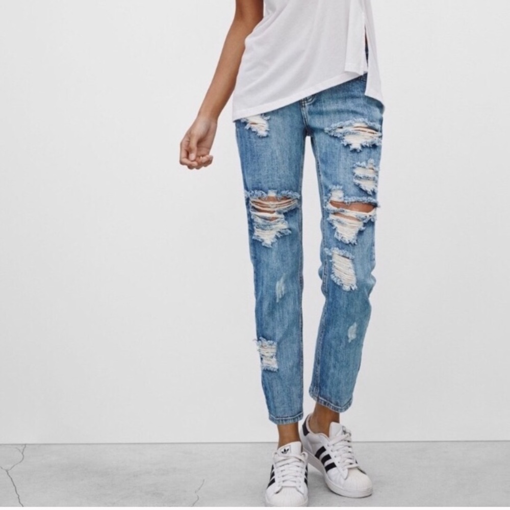 One teaspoon light wash super distressed jeans 27